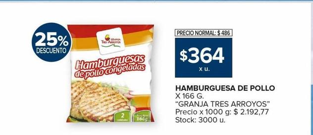 hamburguesa de pollo Granja Tres Arroyos x 166g