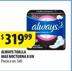 Toalla max nocturna Always 8un