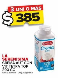 Crema aut con vit tetra top La Serenísima 200cc