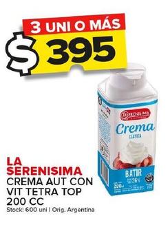 Crema aut con vit tetra top La Serenísima 200cc