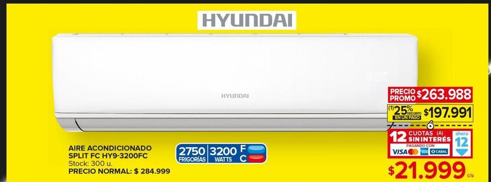 aire acondicionado Hyundai split FC HY9-3200FC