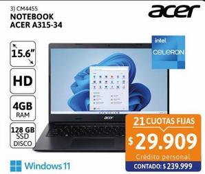 Notebook Acer A315-34-C52Q 4 GB 128SSD