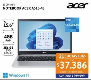 Notebook Acer A515-43-R26E 4GB 256SSD