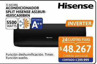 Aire Acondicionado Split Hisense 5500w FC AS18UR4SXSCA00BKN
