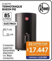 Termotanque eléctrico 85lt Rheem
