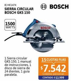 Sierra circular Bosch GKS 150 1500W 220V con 1 disco y guÃ­a
