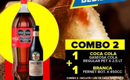 Combo 1 Coca Cola regular 2,5lt + Branca Fernet bot. x 450cc