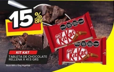 Tableta de chocolate rellena Kit Kat x 41.5g