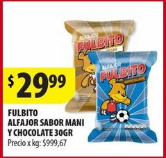 FULBITO ALFAJOR SABOR MANI Y CHOCOLATE 30GR