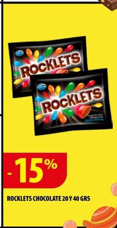 ROCKLETS CHOCOLATE 20 Y 40 GRS