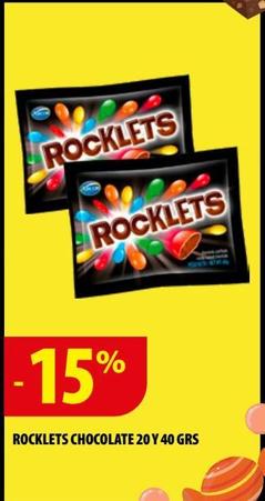 ROCKLETS CHOCOLATE 20 Y 40 GRS