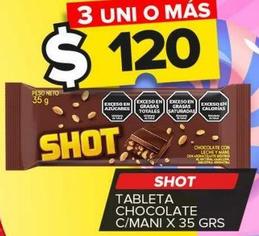 Tableta chocolate c/mani Shot 35g