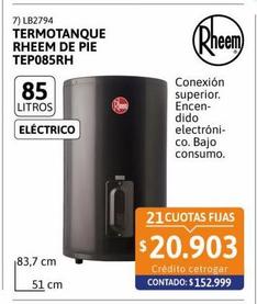 Termotanque electrico 85lt Rheem