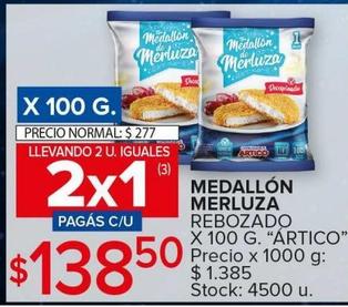 medallón de merluza rebozado x 100g Artico