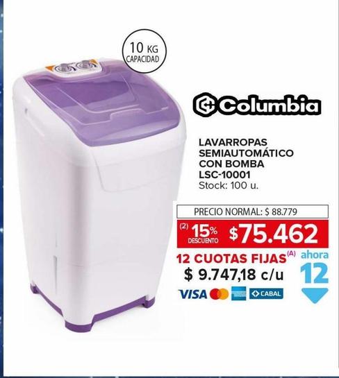 lavarropas semiautomatico con bomba Columbia LSC-10001