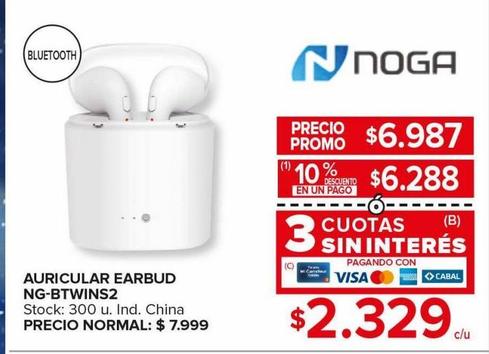 auricular Noga Earbud NG-BTWINS2