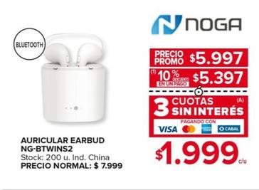 Auricular Earbud Ng-btwins2
