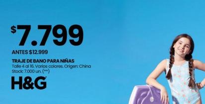 H & G - Traje De Bano Para Ninas