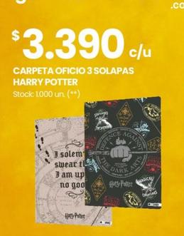 Carpeta Oficio 3 Solapas Harry Potter