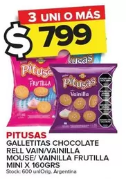 Pitusas - Galletitas Chocolate Rell Vain/Vainilla Mouse/Vainilla Frutilla Mini
