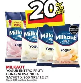 Milkaut - Yogur Entero Frut/ Durazno/ Vainilla Sachet
