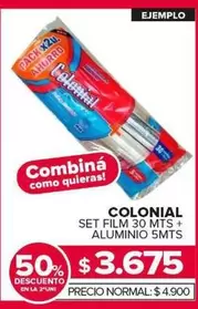 Colonial - Set Film 30 Mts + Aluminio 5Mts