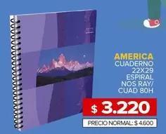 America - Cuaderno 22x29 Espiral Nos Ray/Cuad