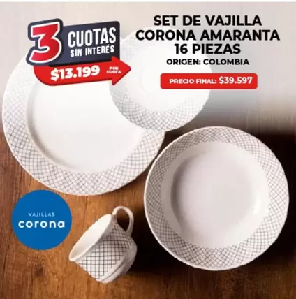 Corona - VAJILLA AMARANTA