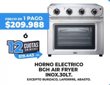 BGH - AIR FRYER INOX.30LT.