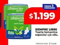 Siempre Libre - Toalla femenina especial c/a x8u.
