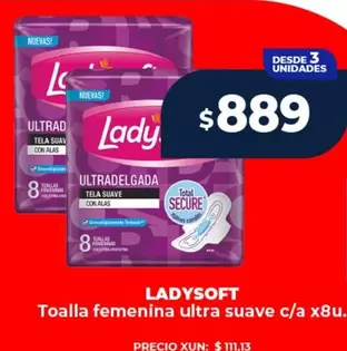 Ladysoft - Toalla femenina ultra suave c/a x8u.