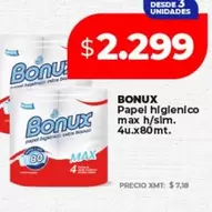 Bonux - Papel higienico max h/sim. 4u.x80mt.