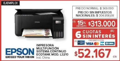 Epson - MULTIFUNCIÓN SISTEMA CONTINUO ECOTANK MOD. L3210