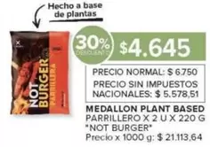 Not - MEDALLON PLANT BASED PARRILLERO X 2 U