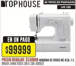 Origen - MÁQUINA DE COSER MC-818, XU