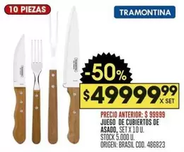 Tramontina - JUEGO DE CUBIERTOS DE ASADO, SET X 10 U.