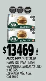 union ganadera - HAMBURGUESAS CLASICAS 12 UNID