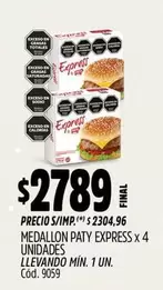 Express - MEDALLON PATY EXPRESS x 4 UNIDADES