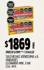 X$ - SALCHICHAS VIENISSIMA x 6 UNIDADES