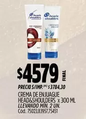 Head & Shoulders - CREMA DE ENJUAGUE x 300 ML