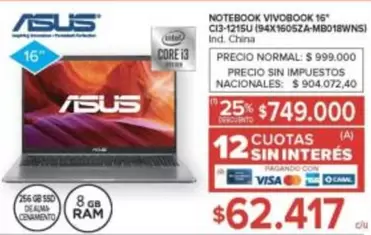 Asus - VIVOBOOK 16" C13-1215U (94X1605ZA-MB018WNS)