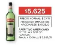 Gancia - APERITIVO AMERICANO BOTELLA X 950 CC.