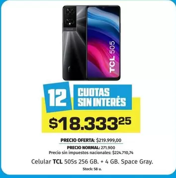 TCL - 505s 256 GB. + 4 GB. Space Gray.