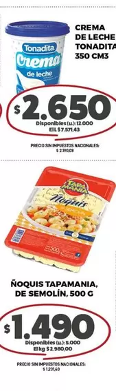 Tonadita - CREMA DE LECHE