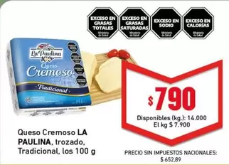 La paulina - Queso Cremoso LA PAULINA, trozado
