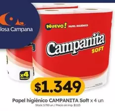 Campanita - Papel higiénico Soft x 4 un