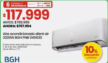 BGH - aire acondicionado silent air 3200W PNB 045630