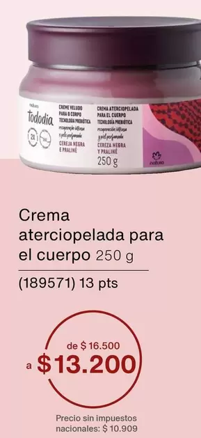 Crema aterciopelada para el cuerpo