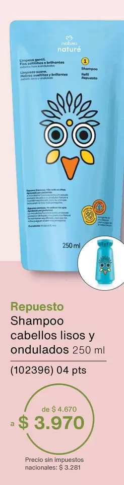 Natura - Shampoo cabellos lisos y ondulados 250 ml