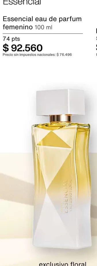 Essencial eau de parfum femenino 100 ml